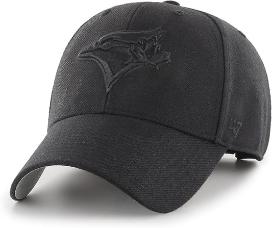 47 Men's Toronto Blue Jays Black On Black MVP Adjustable Hat - One Size