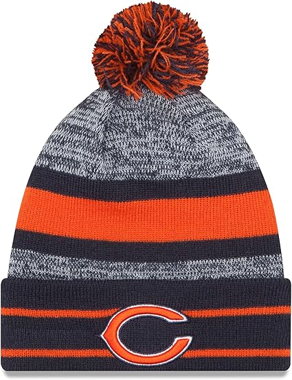 NFL Chicago Bears Pom Knit Beanie, One Size, Orange