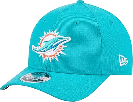 New Era 9FORTY 2025 NFL Team Collection M-Crown Adjustable Snapback Hat (CA/US, Alpha, One Size, Miami Dolphins, Aqua)
