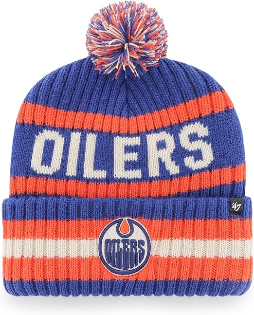 47 Edmonton NHL Bering Cuff Pom Knit Hat Blue