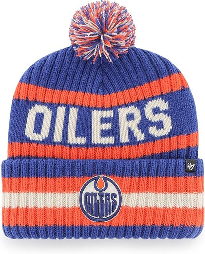 47 Edmonton NHL Bering Cuff Pom Knit Hat Blue