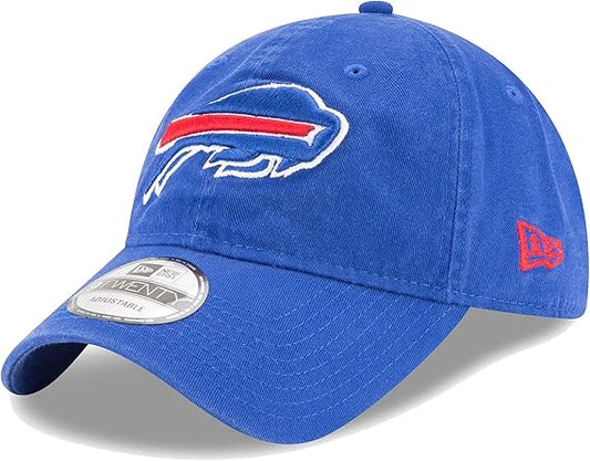 New Era NFL Core Classic 9TWENTY Team Color Adjustable Hat Cap One Size Fits All, Buffalo Bills, One Size