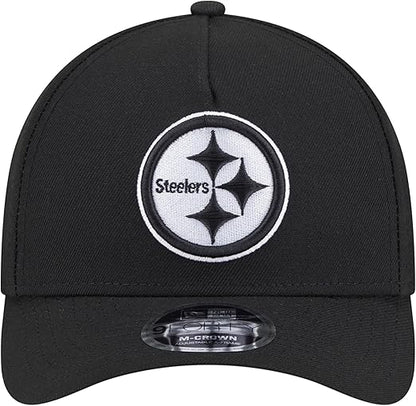 New Era 9FORTY NFL 2025 Team Collection M-Crown A-Frame Adjustable Snapback Hat - Black/White (CA/US, Alpha, One Size, Black, Pittsburgh Steelers)