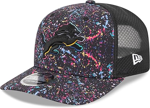 New Era NFL Detroit Lions 2025 Crucial Catch 9SEVENTY Stretch-Snap Trucker Adjustable Hat - Black
