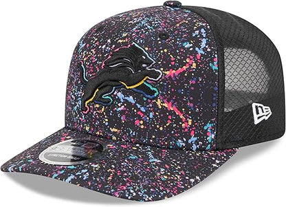 New Era NFL Detroit Lions 2025 Crucial Catch 9SEVENTY Stretch-Snap Trucker Adjustable Hat - Black