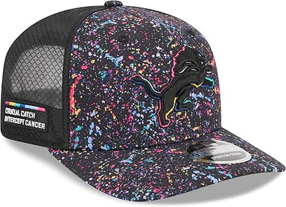 New Era NFL Detroit Lions 2025 Crucial Catch 9SEVENTY Stretch-Snap Trucker Adjustable Hat - Black