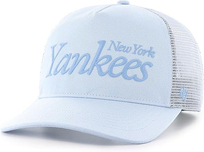 47 Hitch MLB New York Foundation Script Mesh Snapback Hat - Powder Blue