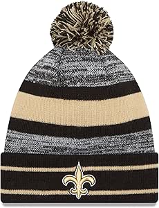 NFL New Orleans Saints Pom Knit Beanie, One Size, Black