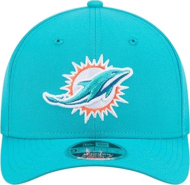 New Era 9FORTY 2025 NFL Team Collection M-Crown Adjustable Snapback Hat (CA/US, Alpha, One Size, Miami Dolphins, Aqua)