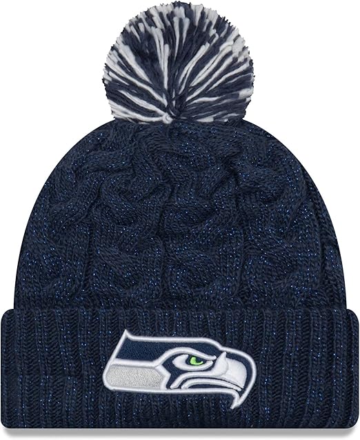 Seattle Seahawks Women's NFL Cozy Cable Knit Cuff Pom Hat - One Size