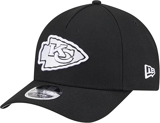 New Era 9FORTY NFL 2025 Team Collection M-Crown A-Frame Adjustable Snapback Hat - Black/White (CA/US, Alpha, One Size, Black, Kansas City Chiefs)