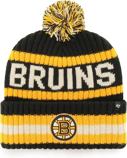 '47 Men's Boston Bruins Bering Cuffed Knit Hat - One Size Black
