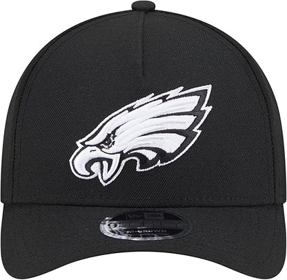 New Era 9FORTY NFL 2025 Team Collection M-Crown A-Frame Adjustable Snapback Hat - Black/White (CA/US, Alpha, One Size, Black, Philadelphia Eagles)