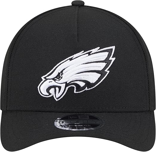 New Era 9FORTY NFL 2025 Team Collection M-Crown A-Frame Adjustable Snapback Hat - Black/White (CA/US, Alpha, One Size, Black, Philadelphia Eagles)