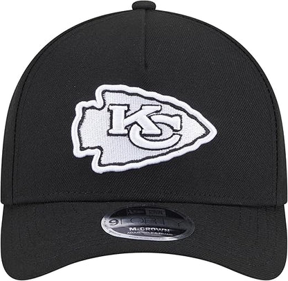 New Era 9FORTY NFL 2025 Team Collection M-Crown A-Frame Adjustable Snapback Hat - Black/White (CA/US, Alpha, One Size, Black, Kansas City Chiefs)