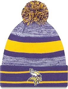 NFL Minnesota Vikings Pom Knit Beanie, One Size, Yellow