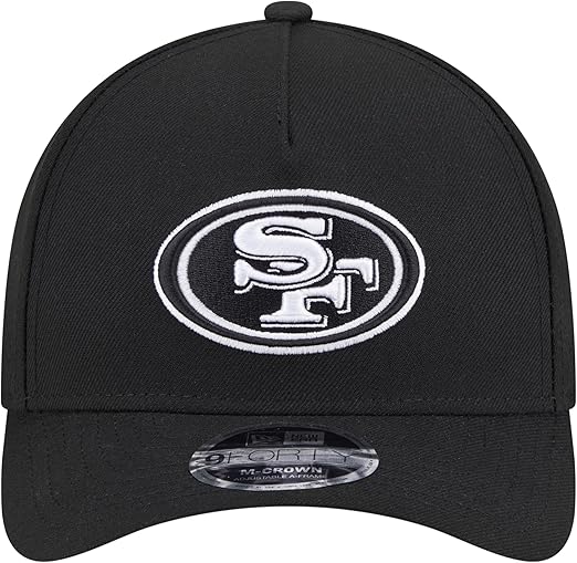 New Era 9FORTY NFL 2025 Team Collection M-Crown A-Frame Adjustable Snapback Hat - Black/White (CA/US, Alpha, One Size, Black, San Francisco 49ers)