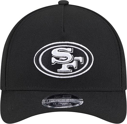 New Era 9FORTY NFL 2025 Team Collection M-Crown A-Frame Adjustable Snapback Hat - Black/White (CA/US, Alpha, One Size, Black, San Francisco 49ers)