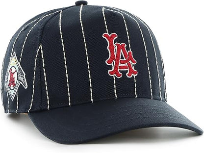47 MLB Los Angeles Rawlings Pinstripe Hitch Adjustable Snapback Hat - Black