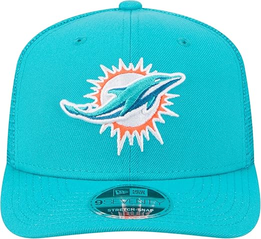 New Era 9SEVENTY 2025 NFL Team Collection Adjustable Stretch-Snap Hat (CA/US, Alpha, One Size, Miami Dolphins, Aqua)