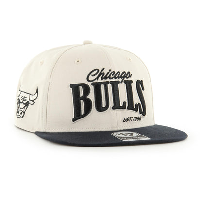47 Brand Hat Chicago Bulls Cream/Navy Chandler Captain Snapback Hat- Adjustable