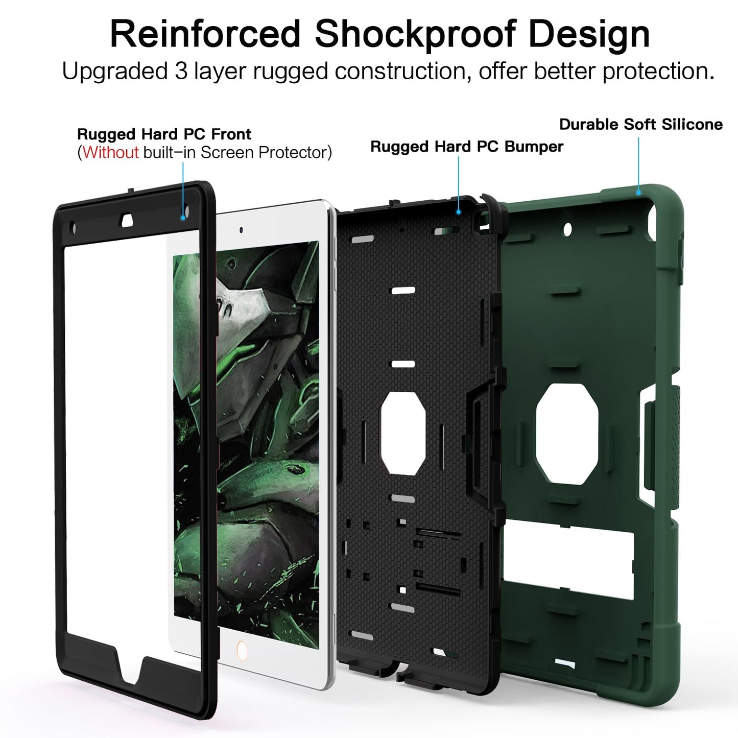 Cantis Case for ipad 9th Generation/iPad 8th Generation/iPad 7th Generation, Slim Heavy Duty Shockproof Rugged Protective Case Built-in Stand for iPad 10.2 inch 2021/2020/2019