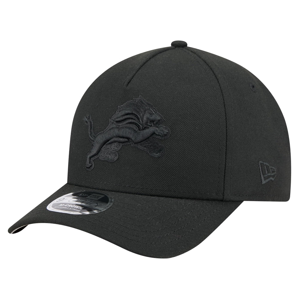 New Era Men's Detroit Lions Black On Black 940 M-Crown A-Frame Adjustable Snapback Hat - One Size