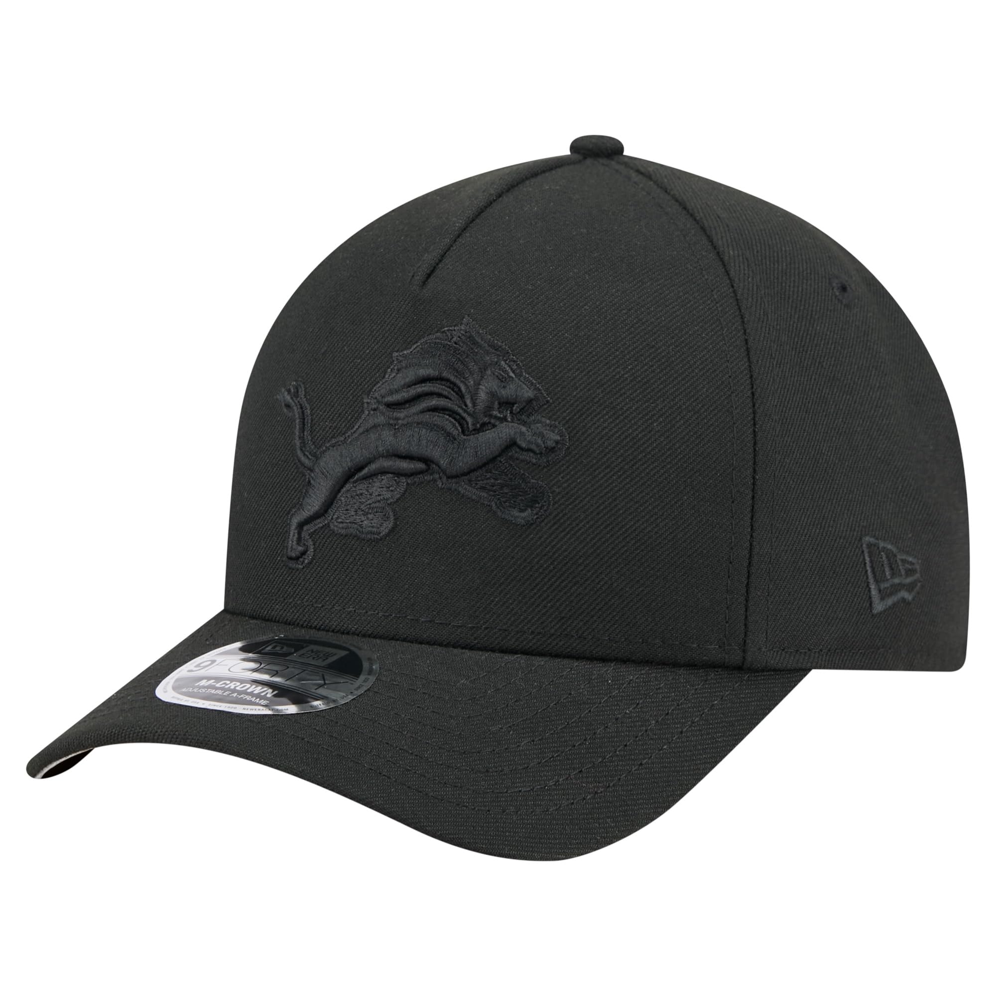 New Era Men's Detroit Lions Black On Black 940 M-Crown A-Frame Adjustable Snapback Hat - One Size