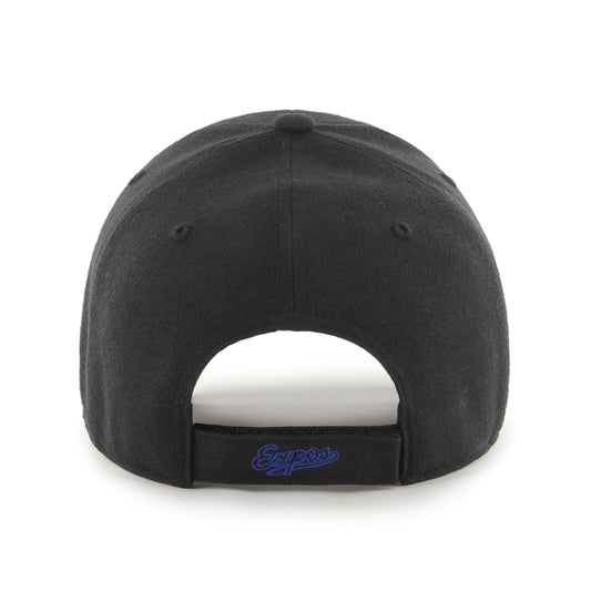 47 MVP Compatible with Montreal Expos Cooperstown Adjustable Cap - Black and Blue