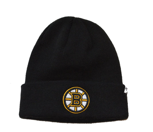 Boston Bruins Black Beanie Hat - NHL Cuffed Winter Knit Toque Cap