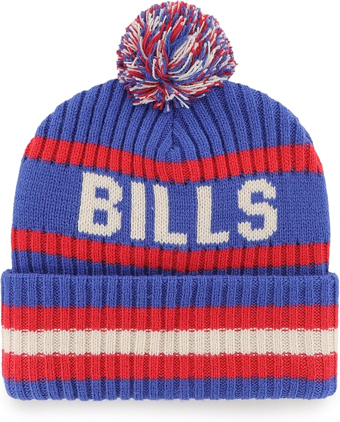 47 NFL Buffalo Bills Bering Cuffed Knit Hat with Pom Blue