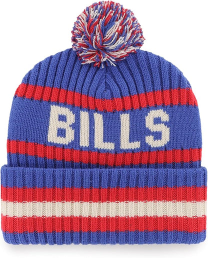47 NFL Buffalo Bills Bering Cuffed Knit Hat with Pom Blue