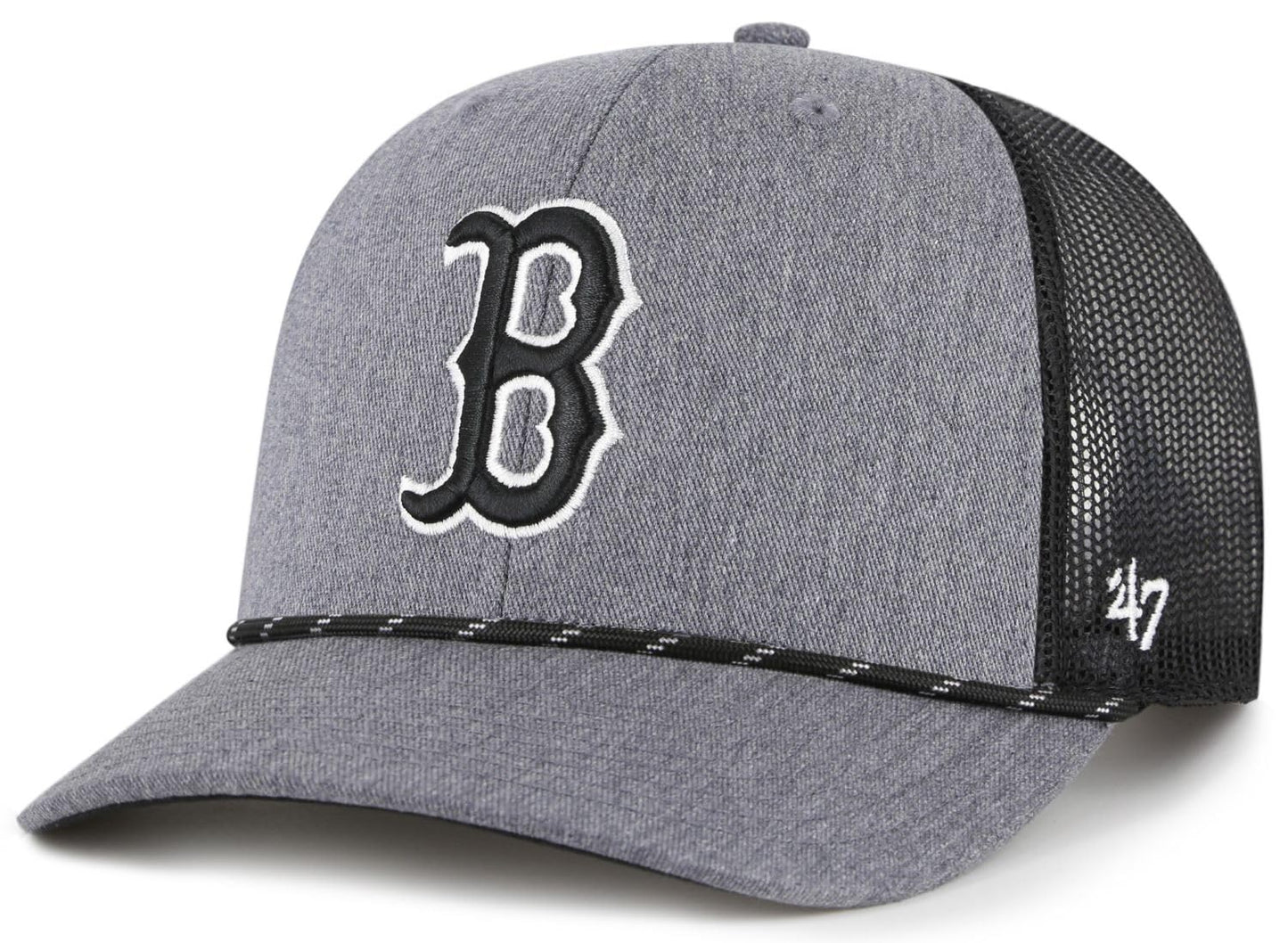 47 Trucker MLB Boston Carbon Rope Mesh Back Adjustable Snapback Hat - Grey