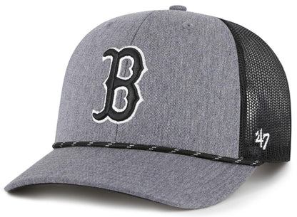 47 Trucker MLB Boston Carbon Rope Mesh Back Adjustable Snapback Hat - Grey