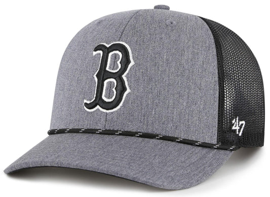47 Trucker MLB Boston Carbon Rope Mesh Back Adjustable Snapback Hat - Grey
