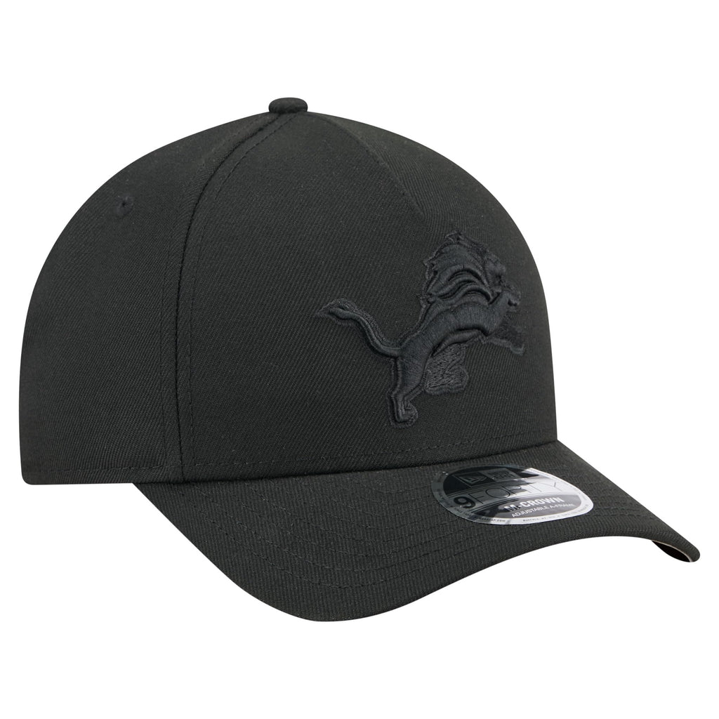 New Era Men's Detroit Lions Black On Black 940 M-Crown A-Frame Adjustable Snapback Hat - One Size