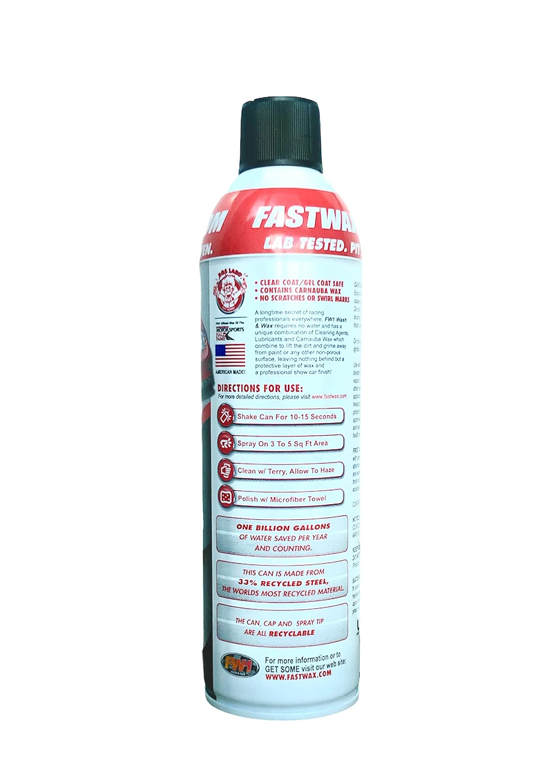 FW1 Waterless Car Wash & Wax with Carnauba for Multiple Surfaces - Cleaning Wax Ultra Shine Spray Fast Cleaner - No Silicone 17.5 oz / 496 g