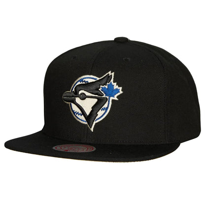 Men's Compatible with Blue Jays MLB Mitchell & Ness Black Cooperstown Team Classic Snapback Hat