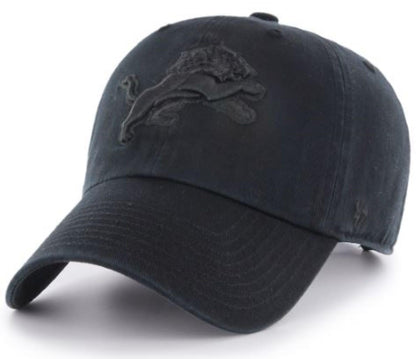 47 NFL Detroit Clean Up Adjustable Cap - Black on Black