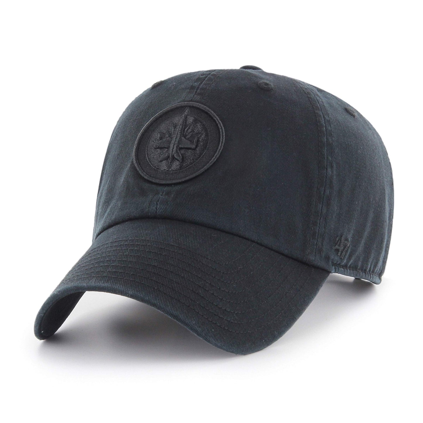 47 Men's Winnipeg Jets Black on Black Clean Up Adjustable Hat - One Size