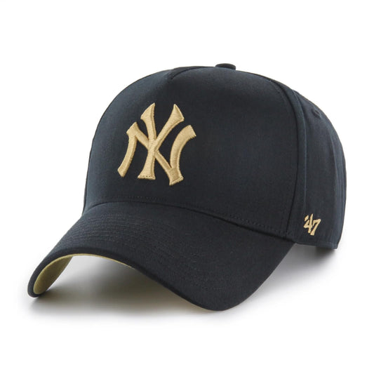 47 New York Yankees Sure Shot MVP DT Deluxe Sidepatch Adjustable Snapback Hat - Black/Gold