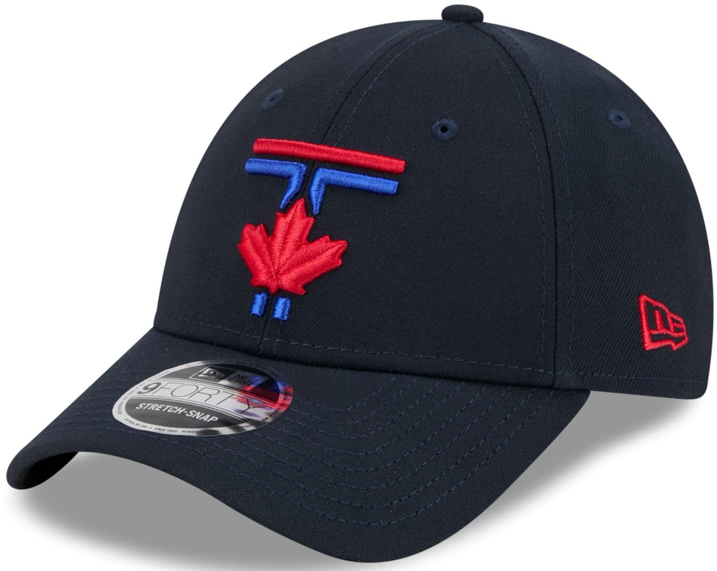 New Era 9FORTY MLB Toronto Blue Jays 2024 City Connect T Logo Stretch Snap Adjustable Hat - Navy
