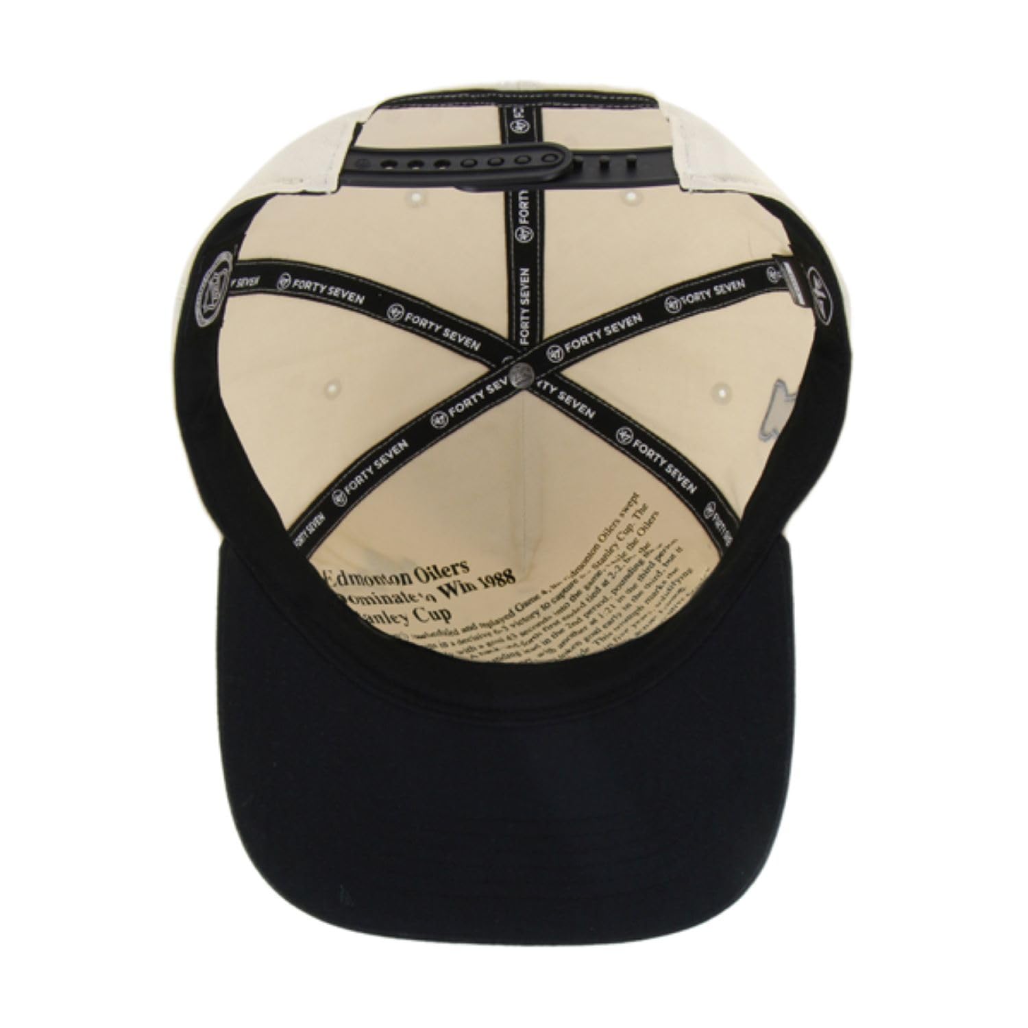 47 NHL Edmonton Tabloid 1988 Stanley Cup Championship Hitch Adjustable Snapback Cap - Black/Beige