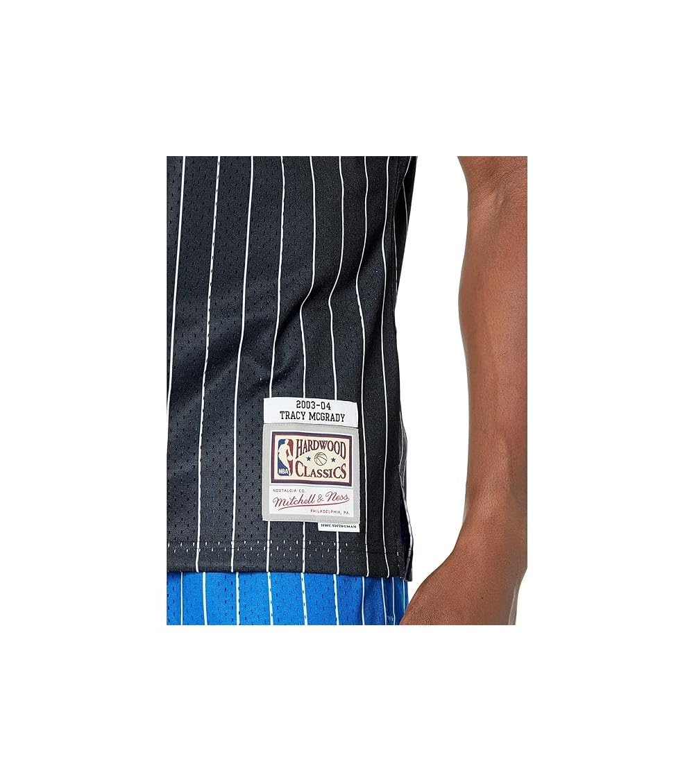 Mitchell & Ness Tracy McGrady Orlando Magic 2003-04 Men's Black Pinstripe Swingman Jersey