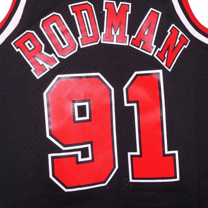 Mitchell And Ness Rodman #91 Black Bulls Swingman Jersey BLACK L