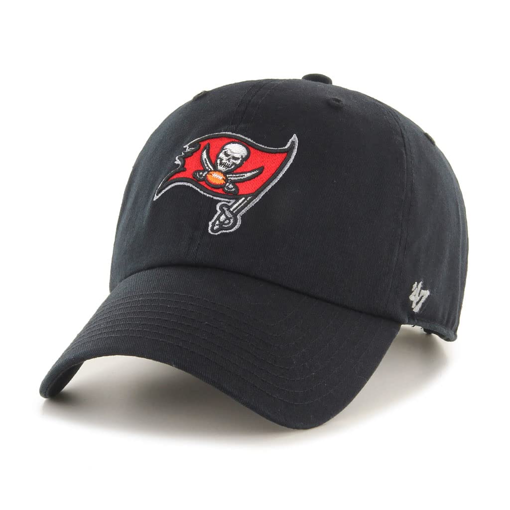 Fanatics Men's Compatible with Tampa Bay Buccaneers '47 Clean Up Black Hat Cap NFL Football Adjustable Strap,Purple,One Size