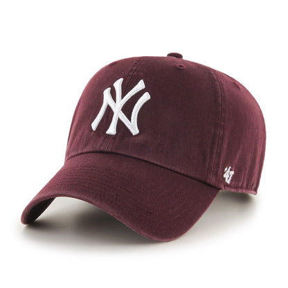 Compatible With New York Yankees Adjustable Strap Dark Maroon Clean Up Cap Hat