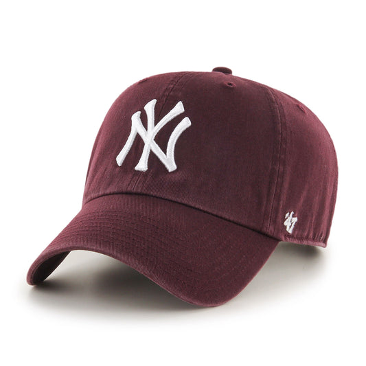 Compatible With New York Yankees Adjustable Strap Dark Maroon Clean Up Cap Hat