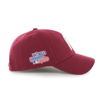 47 Men's Compatible with Phillies Cooperstown World Series Sure Shot MVP Adjustable Hat - One Size Maroon