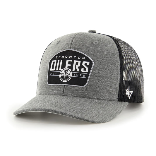47 NHL Edmonton Slate Trucker Adjustable Snapback Hat - Grey/Black